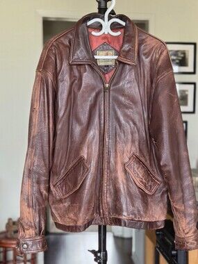 Ruggadier VTG Brown Leather Flight Bomber Jacket